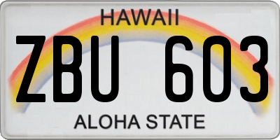 HI license plate ZBU603