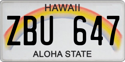 HI license plate ZBU647