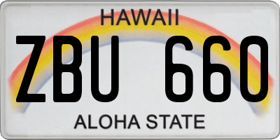 HI license plate ZBU660