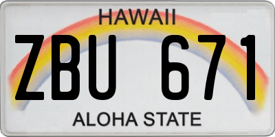 HI license plate ZBU671