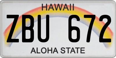 HI license plate ZBU672
