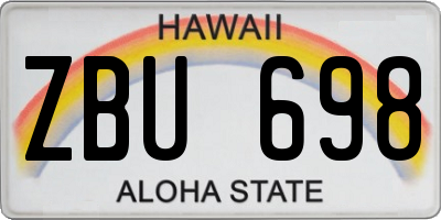 HI license plate ZBU698