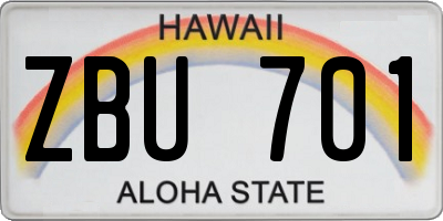 HI license plate ZBU701