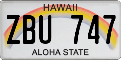 HI license plate ZBU747