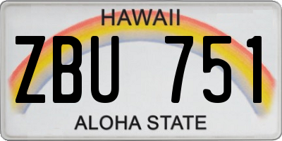HI license plate ZBU751