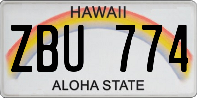 HI license plate ZBU774