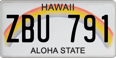 HI license plate ZBU791