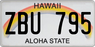 HI license plate ZBU795