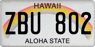 HI license plate ZBU802