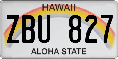 HI license plate ZBU827