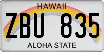 HI license plate ZBU835