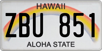 HI license plate ZBU851