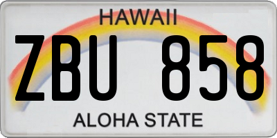 HI license plate ZBU858