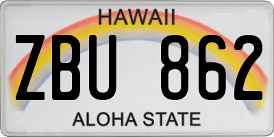 HI license plate ZBU862