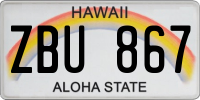 HI license plate ZBU867