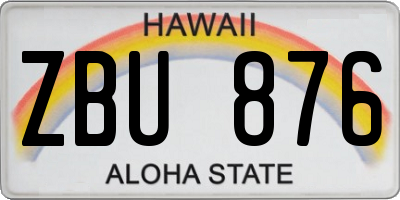 HI license plate ZBU876