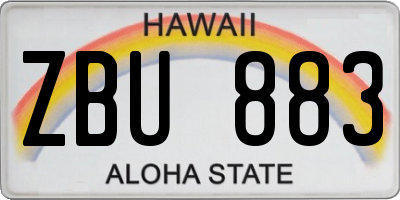HI license plate ZBU883