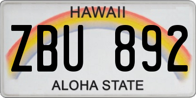 HI license plate ZBU892
