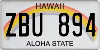 HI license plate ZBU894
