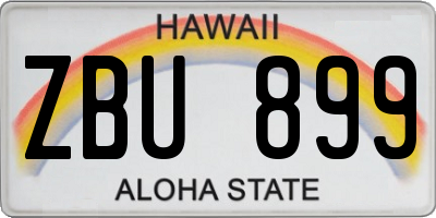 HI license plate ZBU899