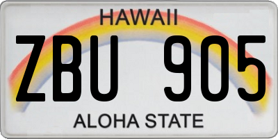 HI license plate ZBU905