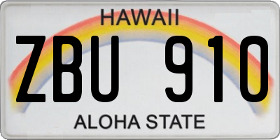 HI license plate ZBU910