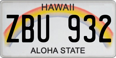 HI license plate ZBU932