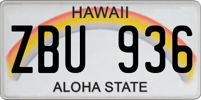 HI license plate ZBU936