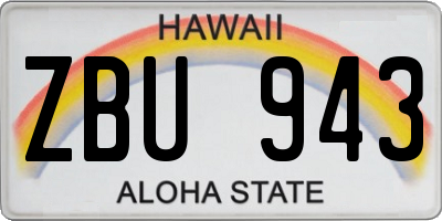HI license plate ZBU943
