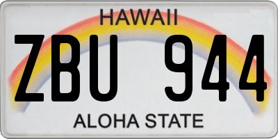 HI license plate ZBU944