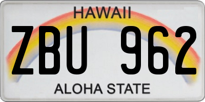 HI license plate ZBU962