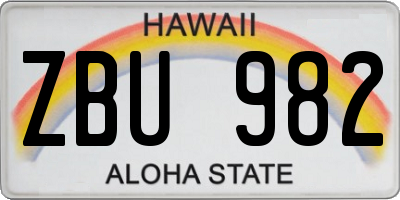 HI license plate ZBU982