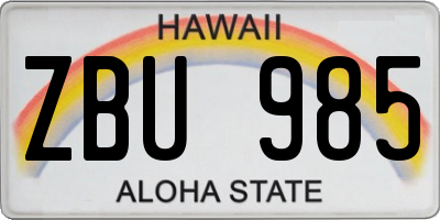 HI license plate ZBU985