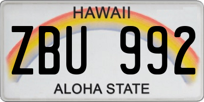 HI license plate ZBU992