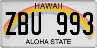 HI license plate ZBU993