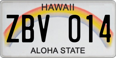 HI license plate ZBV014