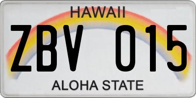 HI license plate ZBV015