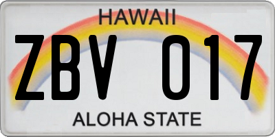 HI license plate ZBV017