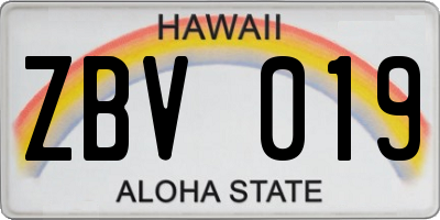 HI license plate ZBV019