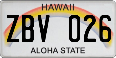 HI license plate ZBV026