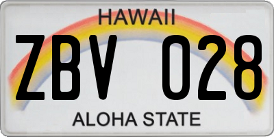 HI license plate ZBV028