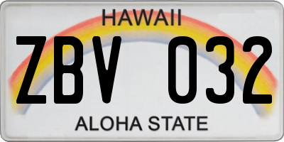HI license plate ZBV032
