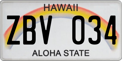 HI license plate ZBV034
