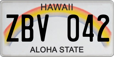 HI license plate ZBV042