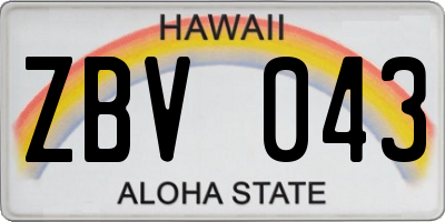 HI license plate ZBV043