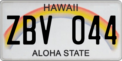 HI license plate ZBV044