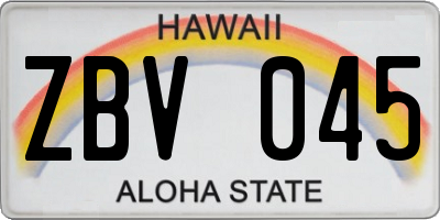 HI license plate ZBV045