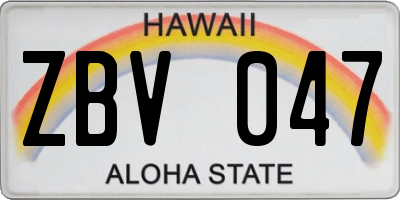 HI license plate ZBV047