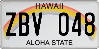HI license plate ZBV048