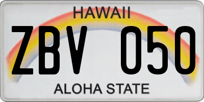 HI license plate ZBV050